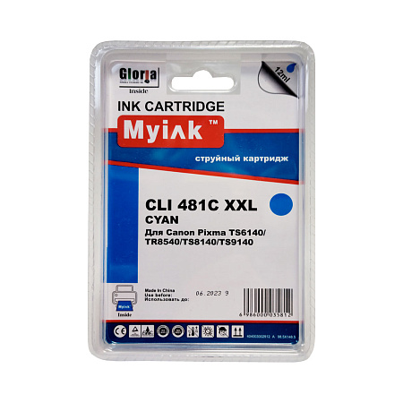 Картридж для CANON CLI-481XXLC PIXMA TR7540/TR8540/S6140/TS8140/TS9140 Cyan MyInk Картридж для CANON CLI-481XXLC PIXMA TR7540/TR8540/S6140/TS8140/TS9140 Cyan MyInk