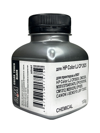 Тонер для HP Color LJ CP 2025/CM 2320/CP 1215/CP 1025 (фл, 100,черный ,Chemical) Silver ATM 