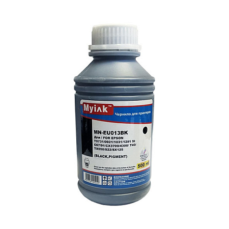 Чернила для EPSON (T0731/0921/1031/1281) St C67/91/CX3700/4300/ T40/TX550/S22/SX125 (500мл black, Pigment) MN-EU013BK MyInk 