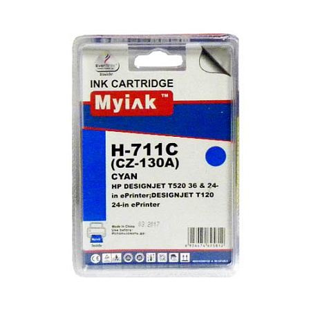 Картридж для (HP 711) HP Designjet T120/520 CZ130A Cyan (26ml, Dye) MyInk Картридж для (HP 711) HP Designjet T120/520 CZ130A Cyan (26ml, Dye) MyInk
