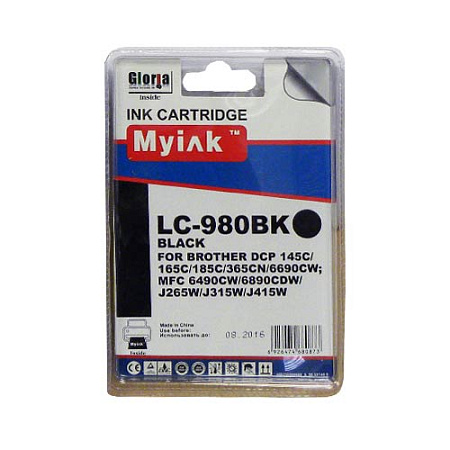 Картридж для Brother DCP-145C/6690CW/MFC-250C (LC980BK) Black (16ml, Pigment) MyInk 