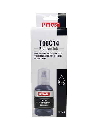 Чернила для EPSON EcoTank (112) (T06C14) L6550/6570/11160/15150/15160 (127мл, black,Pigment) MyInk 
