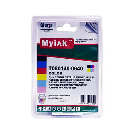 Картриджи заправленные ПЗК (T0801-0806) для Epson St Photo P50 6шт, автосброс, MyInk SAL Картриджи заправленные ПЗК (T0801-0806) для Epson St Photo P50 6шт, автосброс, MyInk SAL