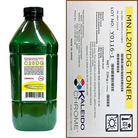 Тонер для HP Color Универсал тип C20DG (фл,1кг,желтый,glossy,Chemical MKI) Green Line 