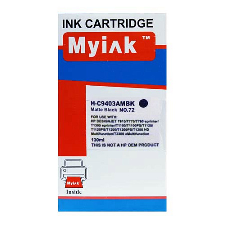Картридж для (HP 72) DesignJet SD Pro MFP, T610, T620, T770, T790, T1100, T1100 MFP, T1100ps, T1120, T1120hd, T1120sd, T1200, T1200hd, T1200ps, T1300, T2300 eMFP, T2300ps eMFP, Matte Black C9403 (130ml, Pigment) MyInk Картридж для (HP 72) DesignJet SD Pro MFP, T610, T620, T770, T790, T1100, T1100 MFP, T1100ps, T1120, T1120hd, T1120sd, T1200, T1200hd, T1200ps, T1300, T2300 eMFP, T2300ps eMFP, Matte Black C9403 (130ml, Pigment) MyInk
