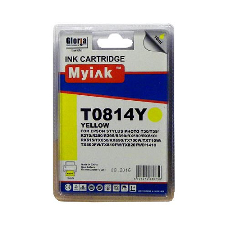 Картридж для (T0814/T0824) EPSON R270/390/RX590/TX700/1410 Yellow (16ml, Dye) MyInk Картридж для (T0814/T0824) EPSON R270/390/RX590/TX700/1410 Yellow (16ml, Dye) MyInk