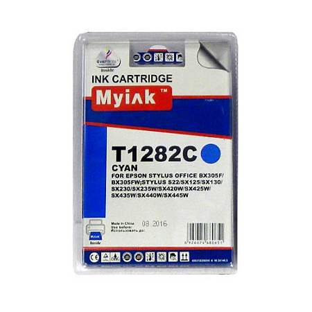 Картридж для (T1282) EPSON St S22/SX125/Office BX305 Cyan (7ml, Pigment) MyInk Картридж для (T1282) EPSON St S22/SX125/Office BX305 Cyan (7ml, Pigment) MyInk