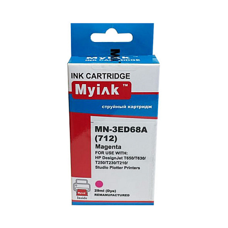 Картридж для (HP 712) HP Designjet T650/T630/T250/T230 3ED68A  Magenta (29ml, Dye) MyInk 