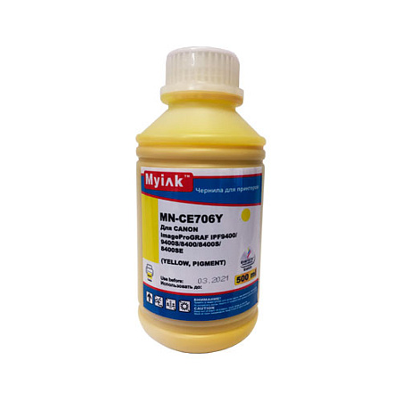 Чернила для CANON (PFI-706Y) imagePROGRAF iPF9400/9400S/8400/8400S (500мл, yellow, Pigment) MyInk Чернила для CANON (PFI-706Y) imagePROGRAF iPF9400/9400S/8400/8400S (500мл, yellow, Pigment) MyInk