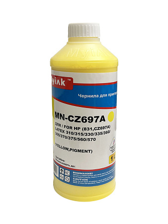 Чернила для HP (831,CZ697A) Latex 310/315/330/335/360/365/370/375/560/570 (1л,yellow,Pigment) MyInk Чернила для HP (831,CZ697A) Latex 310/315/330/335/360/365/370/375/560/570 (1л,yellow,Pigment) MyInk