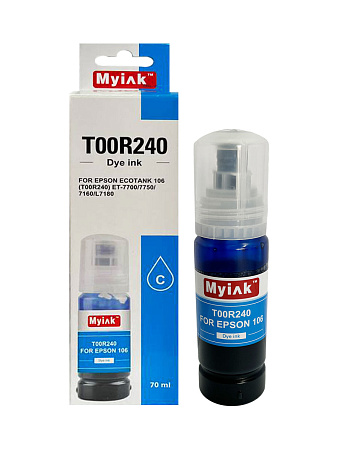 Чернила для EPSON EcoTank (106) (T00R240) ET-7700/7750/L7160/L7180 (70мл, cyan,Dye) MyInk 