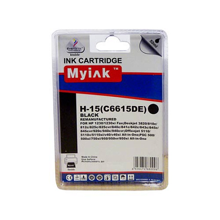 Картридж для ( 15) HP DJ 810C/840С/940 C6615DE (R) Black MyInk Картридж для ( 15) HP DJ 810C/840С/940 C6615DE (R) Black MyInk