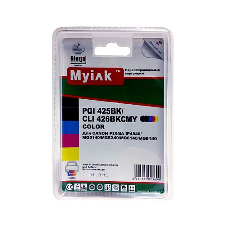 Картриджи заправленные ПЗК (PGI-425BK,CLI-426BK/C/M/Y) для Canon Pixma IP4840/MG6140/8140, автосброс, 5шт MyInk SAL Картриджи заправленные ПЗК (PGI-425BK,CLI-426BK/C/M/Y) для Canon Pixma IP4840/MG6140/8140, автосброс, 5шт MyInk SAL