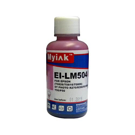 Чернила для EPSON (T0826/T0816/T0806) St Photo T10/T50/P50/R200/R270/RX590 (100мл,light magenta Dye) EI-LM504 Gloria™ MyInk Чернила для EPSON (T0826/T0816/T0806) St Photo T10/T50/P50/R200/R270/RX590 (100мл,light magenta Dye) EI-LM504 Gloria™ MyInk