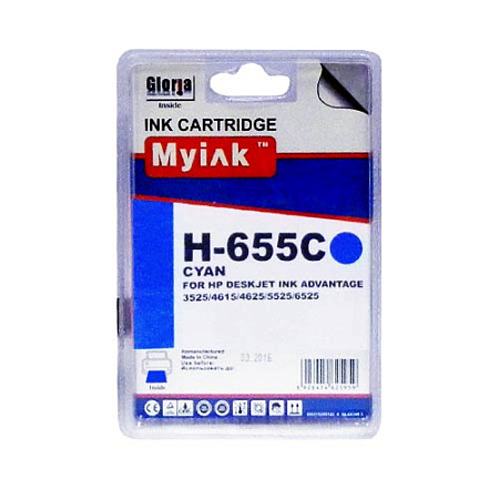 Картридж для (655) HP DJ Advantage 3525/4615/5525/6525 CZ110AE Cyan (14,6ml, Dye) MyInk SAL 