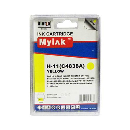 Картридж для ( 11)  HP DJ 1700/2200/2230/2250 C4838A Yellow (29ml, Dye) MyInk 