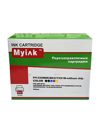 Картриджи (БЕЗ ЧЕРНИЛ) ПЗК (PFI-030MBK/BK/C/Y/031M) для CANON imageProGRAF TA-20/30;TM-240/340,without chip, 5шт MyInk 