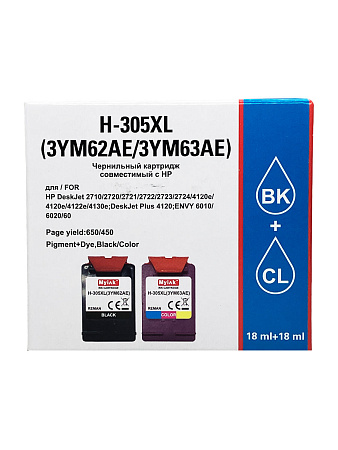 Комплект картриджей 305XL (black+color) для принтера HP DeskJet 2320/2710/2720 3YM62AE/3YM63AE Myink 