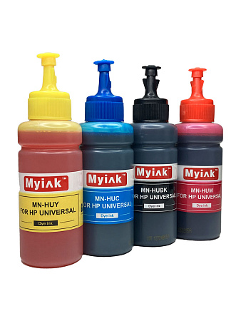 Чернила универсальные MyInk для HP (С) водные (Dye), комплект 4 цвета по 100 мл Чернила универсальные MyInk для HP (С) водные (Dye), комплект 4 цвета по 100 мл