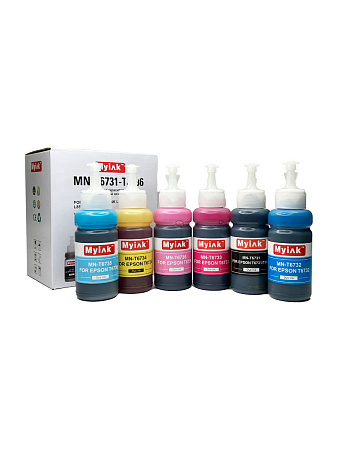 Чернила MyInk для Epson Ecotank L800, L805, L1800, L850, L810 (T6731-T6736), (c) водные, комплект 6 цветов по 70 мл Чернила MyInk для Epson Ecotank L800, L805, L1800, L850, L810 (T6731-T6736), (c) водные, комплект 6 цветов по 70 мл
