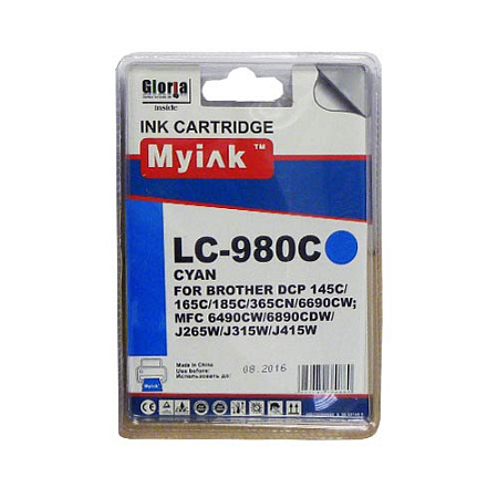 Картридж для Brother DCP-145C/6690CW/MFC-250C (LC980C) Cyan (18ml, Dye) MyInk Картридж для Brother DCP-145C/6690CW/MFC-250C (LC980C) Cyan (18ml, Dye) MyInk